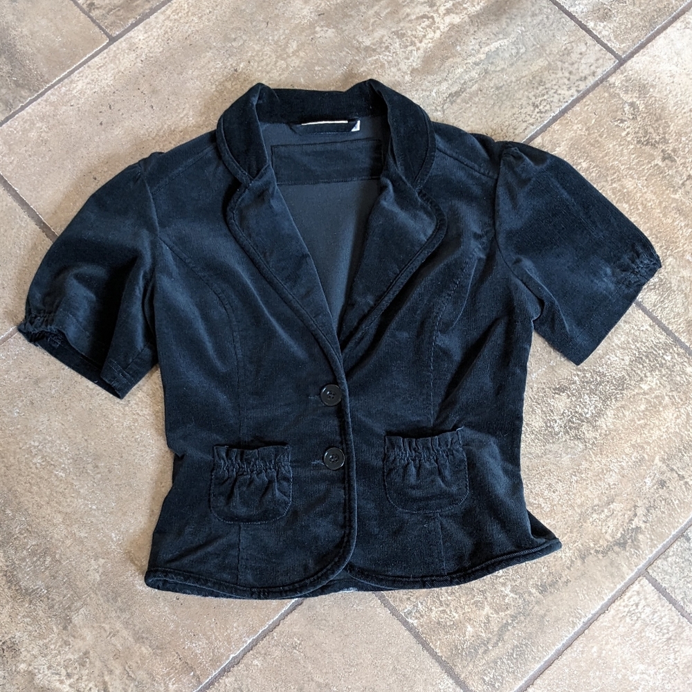 Black Corduroy Short Sleeve Blazer